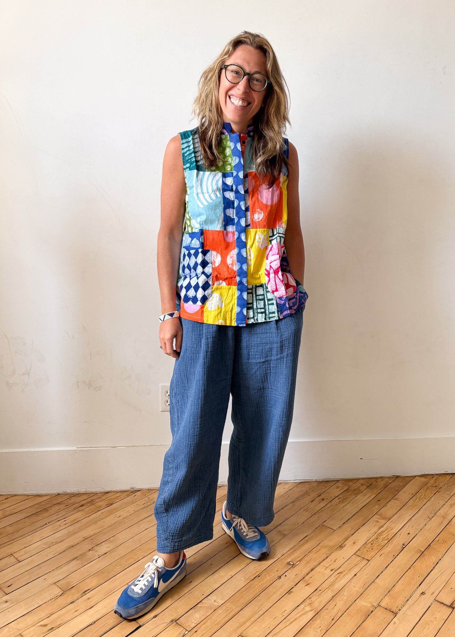 Batik Patchwork Sleeveless Shirt