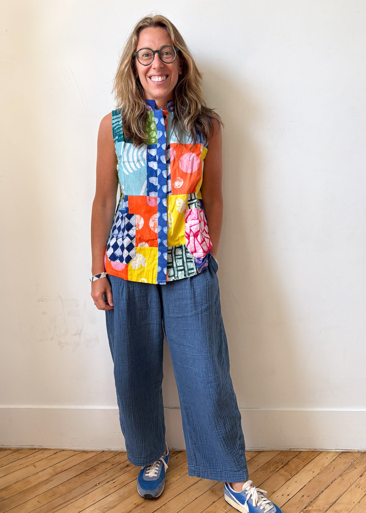 Batik Patchwork Sleeveless Shirt