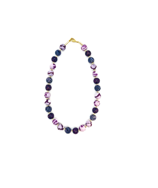 Kazuri Purple Match Necklace 18"