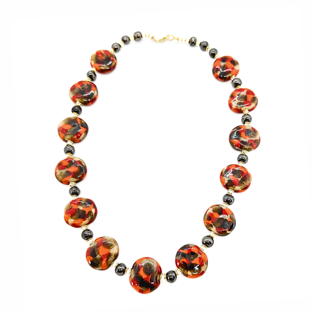Kazuri Sunset Splodge Necklace 22"