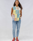 Blockprint Patchwork Sleeveless Shirt