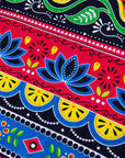 Close up display of colorful mandala print dress