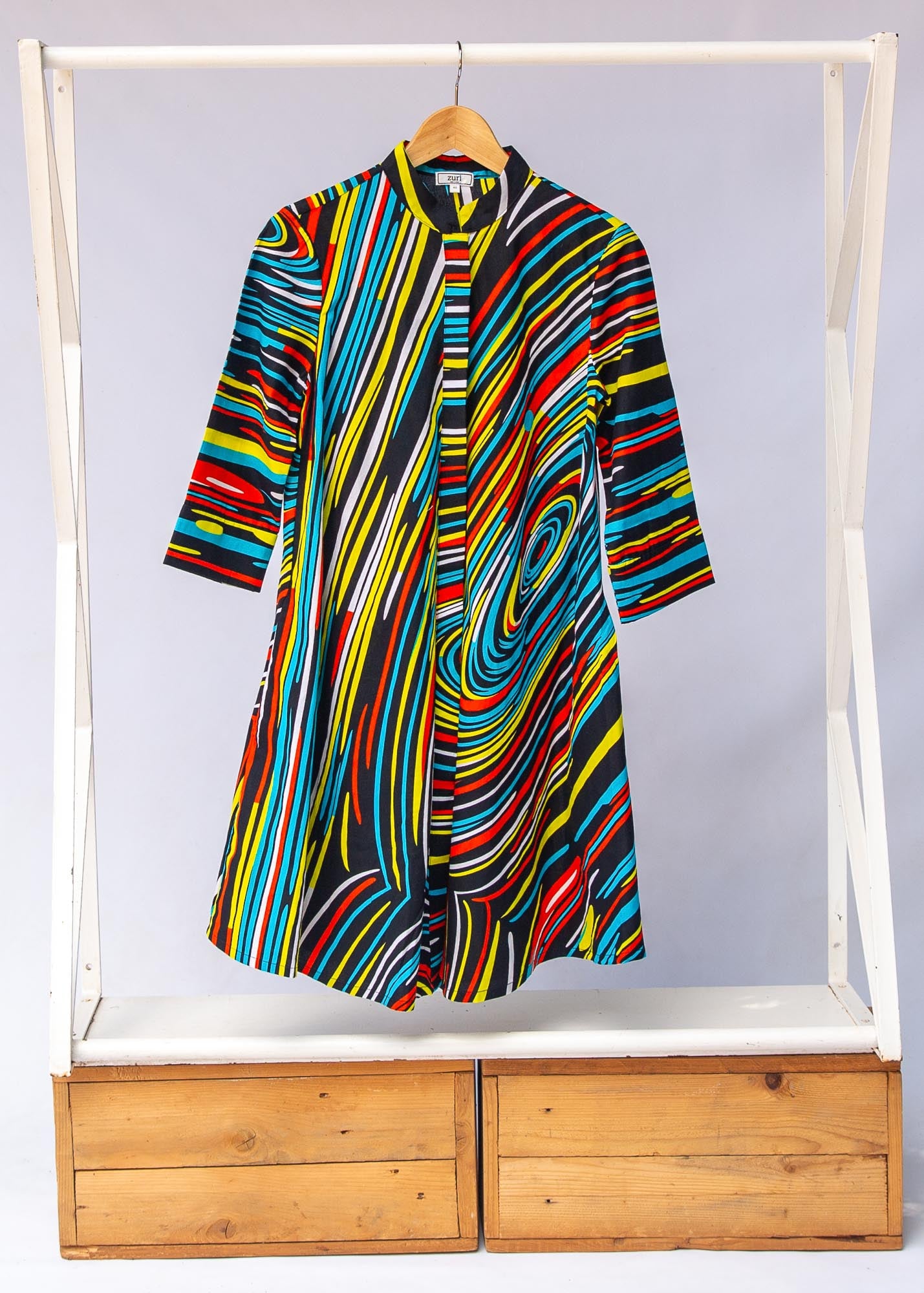 Display of  pop art colored geometric print