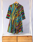 Display of  pop art colored geometric print