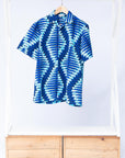 Display of blue, sky blue and white colored men's shirt