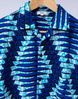 Display of blue, sky blue and white colored men's shirt