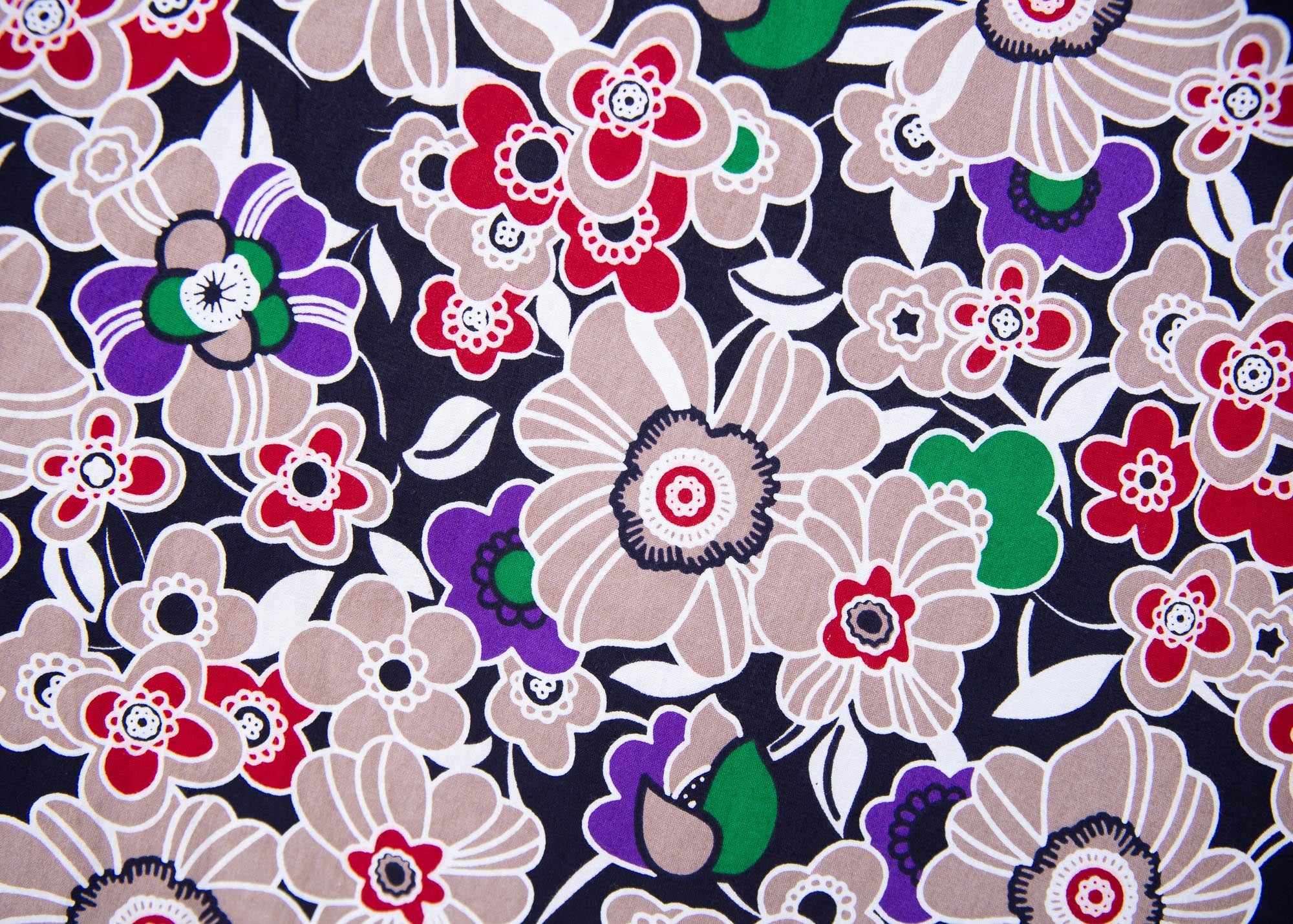 Close up display of multi-colored floral print