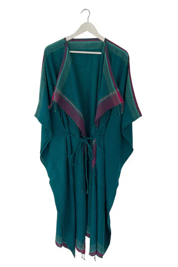 Julahas Teal Green Kala Cotton Tassel Duster