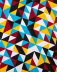 Close up display of multi colored geometric print dress