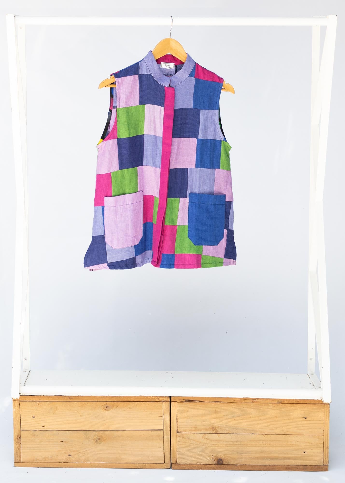 Linen Patchwork Sleeveless Shirt