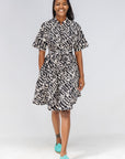 Monochrome Short Sleeved Dress