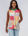 Blockprint Patchwork Sleeveless Shirt