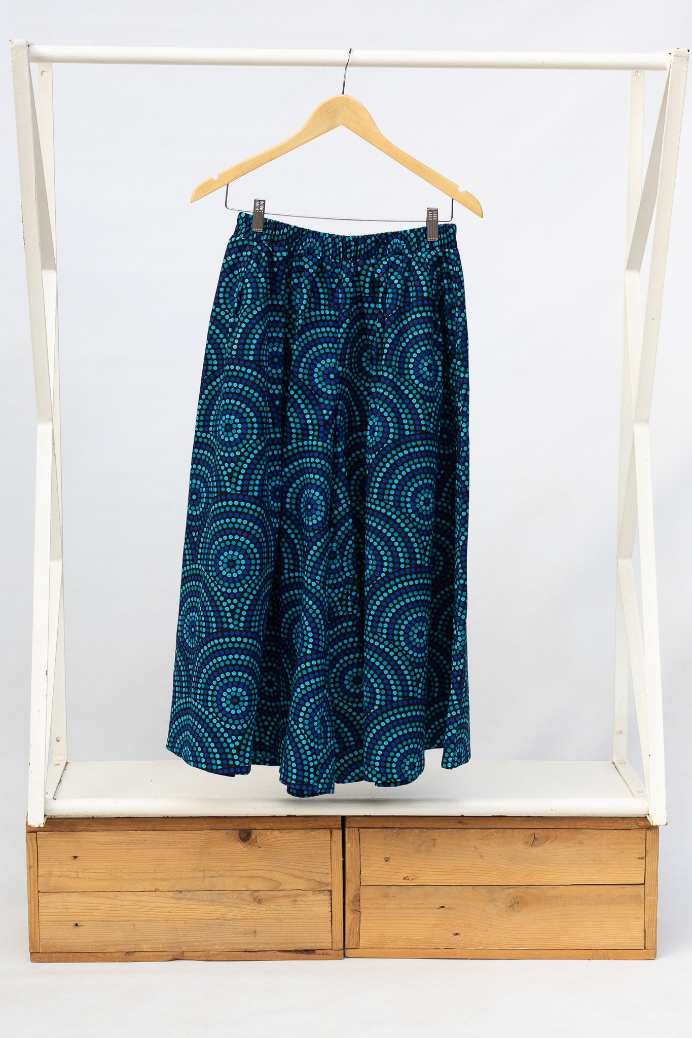 Display of blue pants